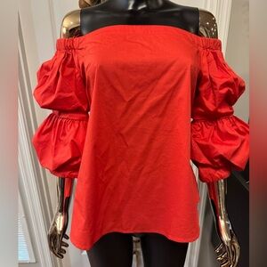 Banana Republic Vibrant Red Off-Shoulder Top